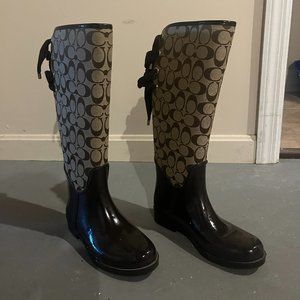 Signature Print Coach Rain Boots Size 7.5